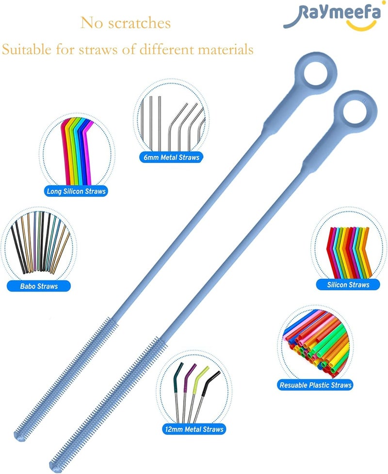 Raymeefa Silicone Straw Cleaner Brush (2-Pack),Extra Long Pipe Cleaners for Standard Straws,Compatible with 30/40 oz Tumbler Straws,Scratch-Free & Easy to Clean (Blue) - Image 3